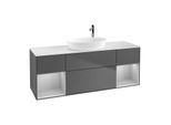 Villeroy und Boch Finion Waschtischunterschrank G981GJGK 160cm, Abdeckplatte white matt, Emotion, Regale Light grey matt lacquer, Anthracite matt