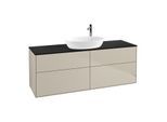 Villeroy und Boch Finion Waschtischunterschrank G97200HH 160x60,3cm, Emotion, Abdeckplatte black matt, Sand Matt Lacquer