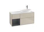 Villeroy und Boch Finion Waschtischunterschrank F921HGHH 120cm, Abdeckplatte white matt, Regale Midnight matt lacquer, Sand Matt Lacquer