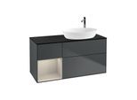 Villeroy und Boch Finion Waschtischunterschrank G922HHHG 120cm, Abdeckplatte black matt, Emotion, Regale sand matt lacquer, Midnight Blue Matt Lacquer