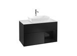 Villeroy und Boch Finion Waschtischunterschrank G781PHPD 100cm, Abdeckplatte white matt, Emotion, Regale Glossy black lacquer, Black matt lacquer