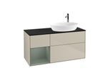 Villeroy und Boch Finion Waschtischunterschrank G922GMHH 120cm, Abdeckplatte black matt, Emotion, Regale Olive matt lacquer, Sand Matt Lacquer