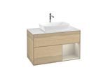 Villeroy und Boch Finion Waschtischunterschrank G781HHPC 100cm, Abdeckplatte white matt, Emotion, Regale sand matt lacquer, Oak Veneer