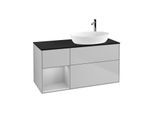 Villeroy und Boch Finion Waschtischunterschrank F922GJGJ 120cm, Abdeckplatte black matt, Regale Light grey matt lacquer, Light grey matt