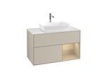 Villeroy und Boch Finion Waschtischunterschrank G781PCHH 100cm, Abdeckplatte white matt, Emotion, Regale Oak Veneer, Sand Matt Lacquer