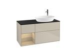 Villeroy und Boch Finion Waschtischunterschrank F922PCHH 120cm, Abdeckplatte black matt, Regale Oak Veneer, Sand Matt Lacquer