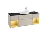 Villeroy und Boch Finion Waschtischunterschrank F982HFHH 160cm, Abdeckplatte black matt, Regale Gold matt lacquer, Sand Matt Lacquer