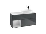 Villeroy und Boch Finion Waschtischunterschrank F921GJHG 120cm, Abdeckplatte white matt, Regale Light grey matt lacquer, Midnight Blue Matt Lacquer