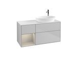 Villeroy und Boch Finion Waschtischunterschrank G921HHGJ 120cm, Abdeckplatte white matt, Emotion, Regale sand matt lacquer, Light grey matt
