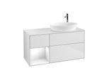 Villeroy und Boch Finion Waschtischunterschrank G921GFMT 120cm, Abdeckplatte white matt, Emotion, Regale Glossy white lacquer, White matt lacquer