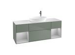 Villeroy und Boch Finion Waschtischunterschrank F981GJGM 160cm, Abdeckplatte white matt, Regale Light grey matt lacquer, Olive Matt Lacquer