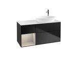 Villeroy und Boch Finion Waschtischunterschrank G921HHPD 120cm, Abdeckplatte white matt, Emotion, Regale sand matt lacquer, Black matt lacquer