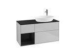 Villeroy und Boch Finion Waschtischunterschrank F922PHGJ 120cm, Abdeckplatte black matt, Regale Glossy black lacquer, Light grey matt