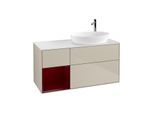 Villeroy und Boch Finion Waschtischunterschrank F921HBHH 120cm, Abdeckplatte white matt, Regale Peony matt lacquer, Sand Matt Lacquer