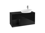 Villeroy und Boch Finion Waschtischunterschrank F922PDPH 120cm, Abdeckplatte black matt, Regale Black matt lacquer, Glossy Black Lacquer