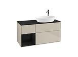Villeroy und Boch Finion Waschtischunterschrank G922PHHH 120cm, Abdeckplatte black matt, Emotion, Regale Glossy black lacquer, Sand Matt Lacquer