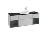 Villeroy und Boch Finion Waschtischunterschrank G982HGGJ 160cm, Abdeckplatte black matt, Emotion, Regale Midnight matt lacquer, Light grey matt