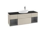 Villeroy und Boch Finion Waschtischunterschrank G982GKHH 160cm, Abdeckplatte black matt, Emotion, Regale Anthracite matt lacquer, Sand Matt Lacquer