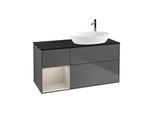 Villeroy und Boch Finion Waschtischunterschrank G922HHGK 120cm, Abdeckplatte black matt, Emotion, Regale sand matt lacquer, Anthracite matt