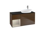Villeroy und Boch Finion Waschtischunterschrank G922HHGN 120cm, Abdeckplatte black matt, Emotion, Regale sand matt lacquer, Walnut veneer