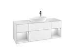 Villeroy und Boch Finion Waschtischunterschrank G981MTGF 160cm, Abdeckplatte white matt, Emotion, Regale White matt lacquer, Glossy white lacquer