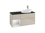Villeroy und Boch Finion Waschtischunterschrank G922MTHH 120cm, Abdeckplatte black matt, Emotion, Regale White matt lacquer, Sand Matt Lacquer