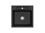Villeroy und Boch Siluet Flächenbündige Spüle 33451FS5 mit Ablaufgarnitur und Handbetätigung, Ebony