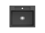 Villeroy und Boch Siluet Flächenbündige Spüle 33461Fi4 mit Ablaufgarnitur und Handbetätigung, Graphite