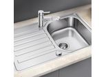 Blanco Spüle 519059 76,8 x 48,8 cm, Edelstahl Bürstfinish, reversibel, Ablauffernbedienung mit Drehbetätigung