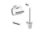 Emco Rondo 2 WC-Set 459800102 chrom, Papierhalter mit Deckel, Reserverollenhalter, Bürstengarnitur und Haken