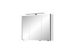 Pelipal Serie 7045 Spiegelschrank SEEA02493G126BA LED-Plus-Aufsatzleuchte, dreitürig, schwarz, 90 cm