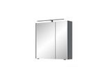 Pelipal Serie 7045 Spiegelschrank SEEA02473L138BA LED-Plus-Aufsatzleuchte, zweitürig, schwarz, 70 cm