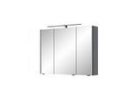 Pelipal Serie 7045 Spiegelschrank SEEA02493G138BA LED-Plus-Aufsatzleuchte, dreitürig, schwarz, 90 cm