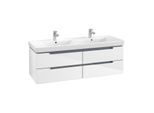 Villeroy & Boch Subway 2.0 Waschtischunterschrank A69210DH, 128,7x42x44,9 cm, Glossy White,chrom
