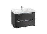 Villeroy & Boch Subway 2.0 Waschtisch-Unterschrank A69600PD 78,7x52x44,9cm, 2 Auszüge, Griff silbermatt, black matt lacquer