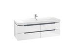 Villeroy & Boch Subway 2.0 Waschtischunterschrank A69110DH,128,7x42x44,9cm, Glossy White,Griff chrom