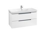 Villeroy & Boch Subway 2.0 Waschtischunterschrank A69700MS,98,7x52x44,9cm,Weiß Matt,Griff silber