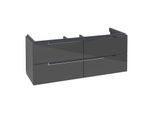 Villeroy&Boch Subway 2.0 XL Waschtischunterschrank A69810FP,128,7x52x44,9cm,Glossy Grey,Griff chrom
