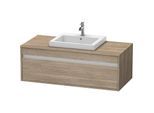 Duravit Ketho Waschtisch-Unterschrank KT679603535 120 x 55 cm, Eiche terra, für Einbauwaschtisch mittig, 1 Auszug, wandhängend