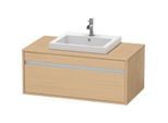 Duravit Ketho Waschtisch-Unterschrank KT679503030 100 x 55 cm, Eiche natur, für Einbauwaschtisch mittig, 1 Auszug, wandhängend