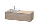 Duravit Ketho Waschtisch-Unterschrank KT6797L7575 140x55x42,6cm, Einbauwaschtische, 2 Auszüge, Ausschnitt links, leinen