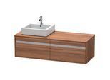 Duravit Ketho Waschtisch-Unterschrank KT6697L7979 140x55x42,6cm, für Aufsatzbecken, 2 Auszüge, Ausschnitt links, nussbaum natur