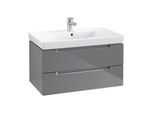 Villeroy & Boch Subway 2.0 Waschtisch-Unterschrank A68910FP 78,7x42x44,9cm, 2 Auszüge, Griff chrom, glossy grey