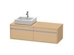 Duravit Ketho Waschtisch-Unterschrank KT6697L3030 140x55x42,6cm, für Aufsatzbecken, 2 Auszüge, Ausschnitt links, Eiche natur