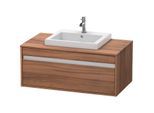 Duravit Ketho Waschtisch-Unterschrank KT679507979 100 x 55 cm, nussbaum natur, für Einbauwaschtisch mittig, 1 Auszug, wandhängend