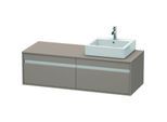 Duravit Ketho Waschtisch-Unterschrank KT6697R4343 140x55x42,6cm, für Aufsatzbecken, 2 Auszüge, Ausschnitt rechts, basalt matt