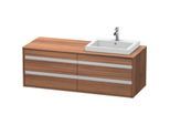 Duravit Ketho Waschtisch-Unterschrank KT6757R7979 140x55x49,6cm, für Einbauwaschtisch, 4 Schubkästen, Ausschnitt rechts, nussbaum natur