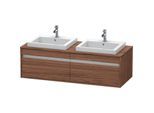 Duravit Ketho Waschtisch-Unterschrank KT6797B2121 140x55x42,6cm, Einbauwaschtische, 2 Auszüge, Ausschnitt beidseitig, nussbaum dunkel