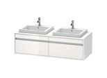 Duravit Ketho Waschtisch-Unterschrank KT6797B2222 140x55x42,6cm, Einbauwaschtische, 2 Auszüge, Ausschnitt beidseitig, weiß hochglanz