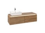 Villeroy und Boch Legato Waschtischunterschrank B613L0RH 140x38x50cm, Waschtisch links, mit LED-Beleuchtung, Kansas Oak